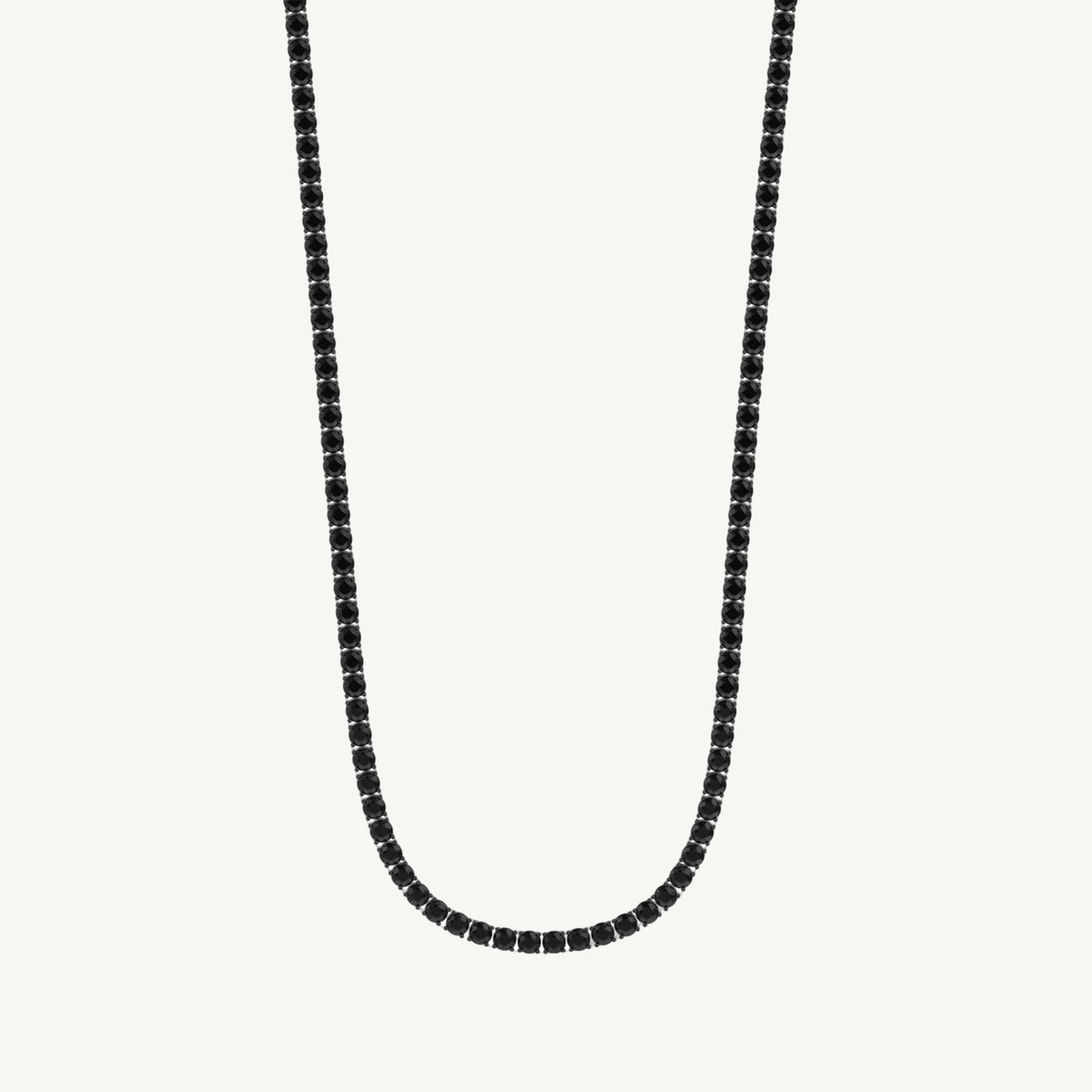 Natural Black Diamond Tennis Necklace 4-Prong - 14K Solid Gold