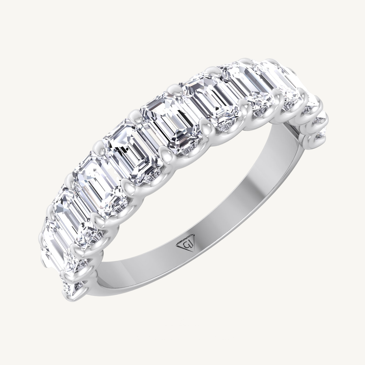Half Way Emerald Cut Diamond Eternity Band