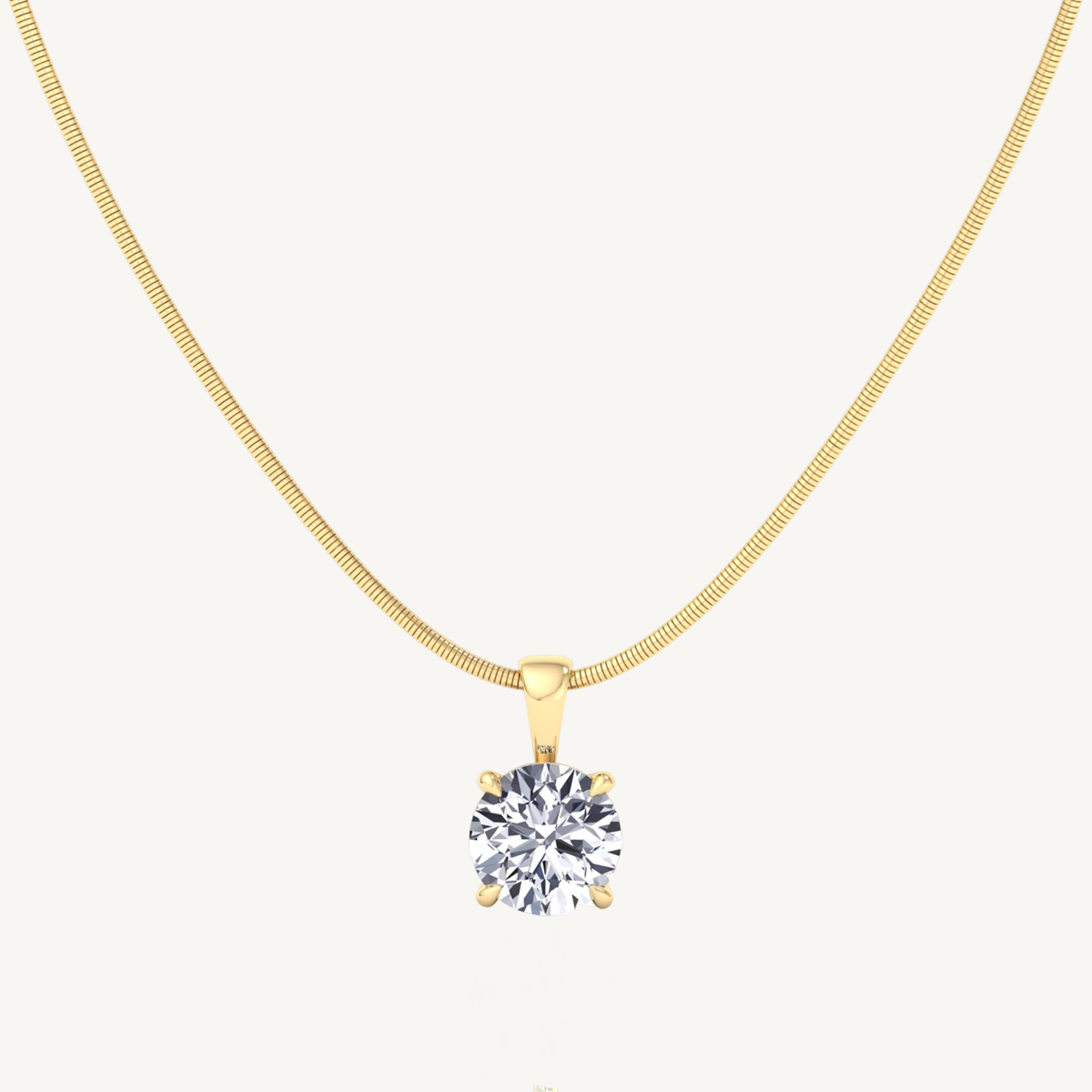 Round Shape Natural Diamond Necklace Pendant on Luxe Omega Chain