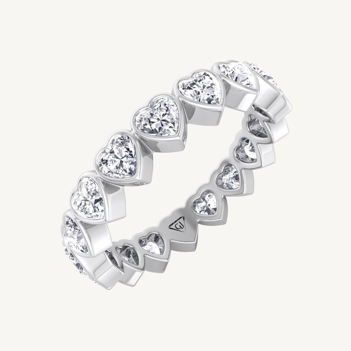 Heart Shape Bezel Set Diamond Eternity Band