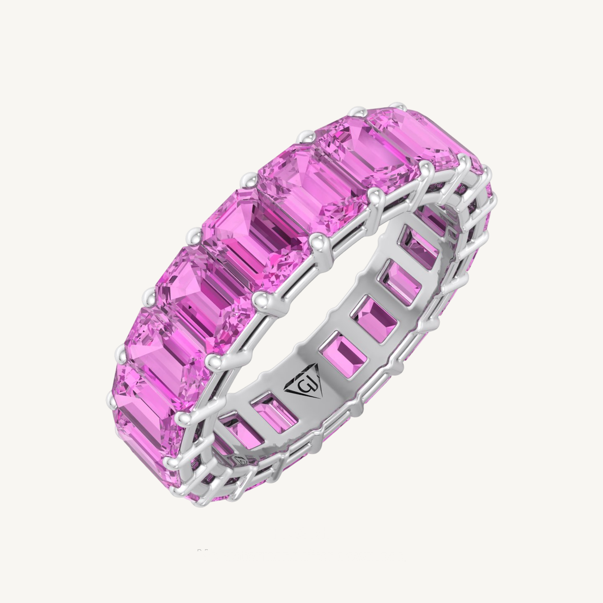 5CT Pink Sapphire Eternity Band In Emerald Cut