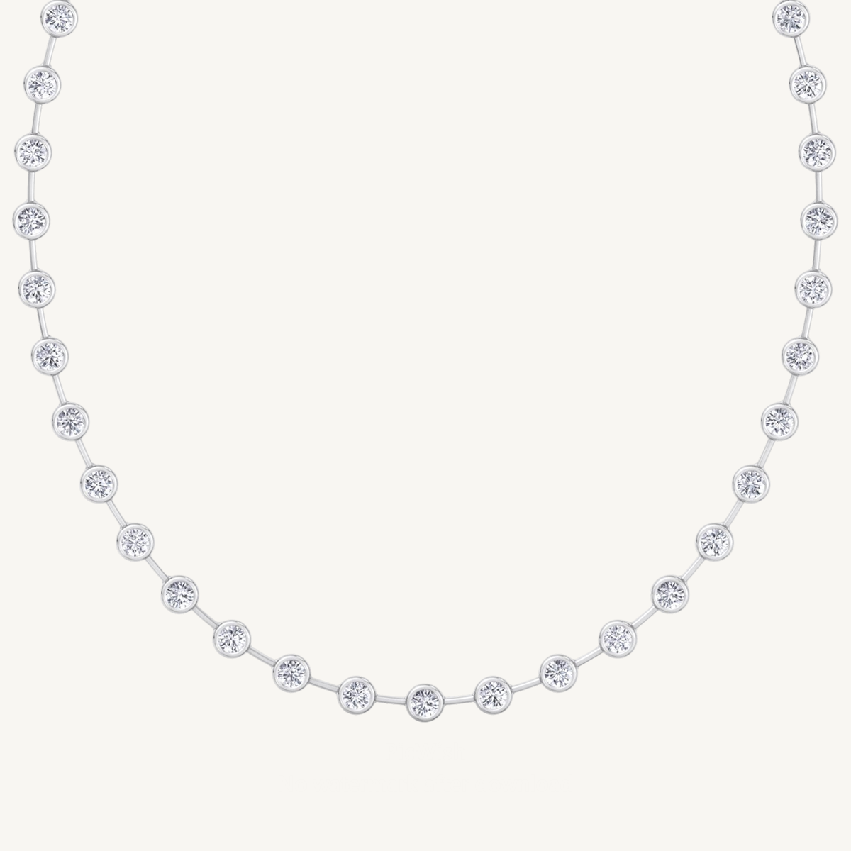 Bezel Set Round Natural Diamond Bar Necklace