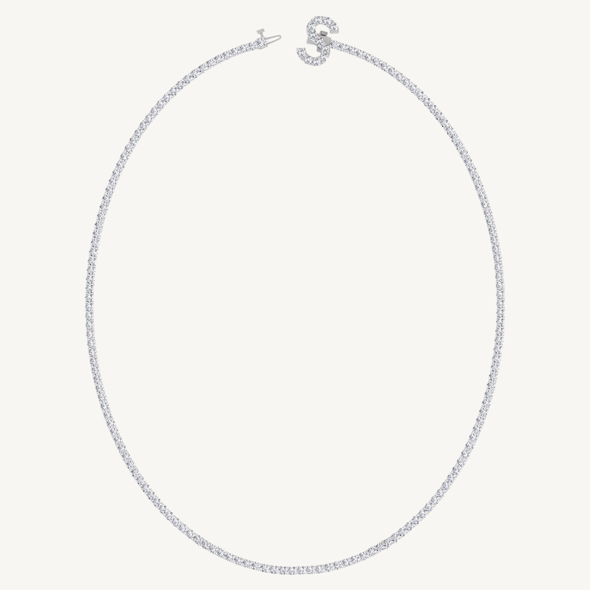 8CT Custom Initial Natural Diamond Tennis Necklace