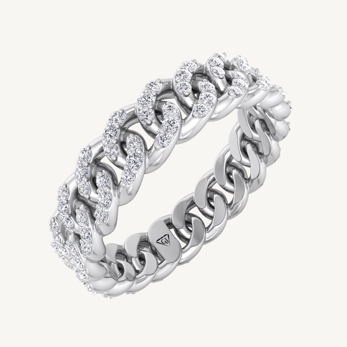 1.23 CT Diamond Pave Cuban Link Ring (3mm)