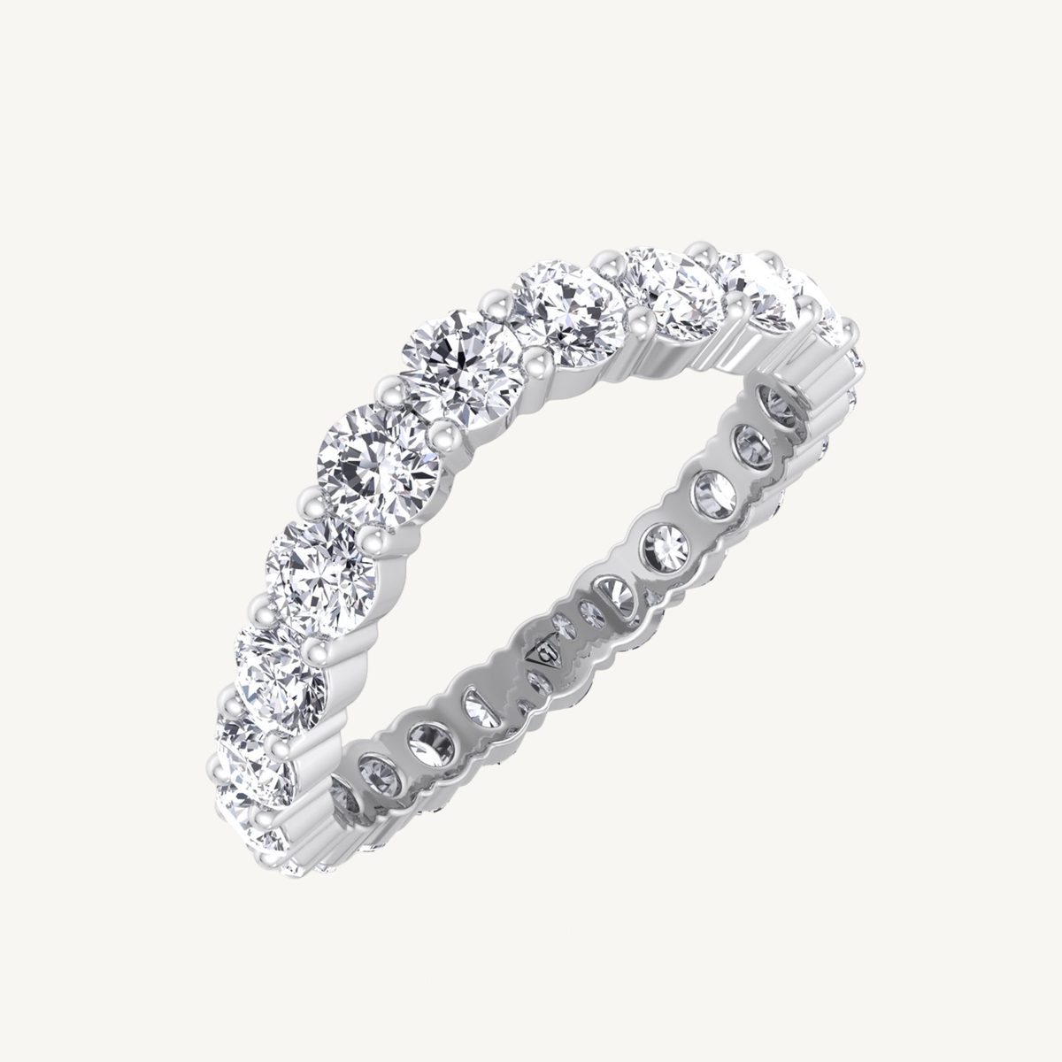 Round Shape Natural Diamond Curved Eternity Band