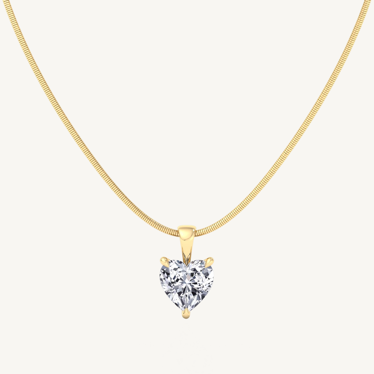 Heart Shape Natural Diamond Necklace Pendant on Luxe Omega Chain