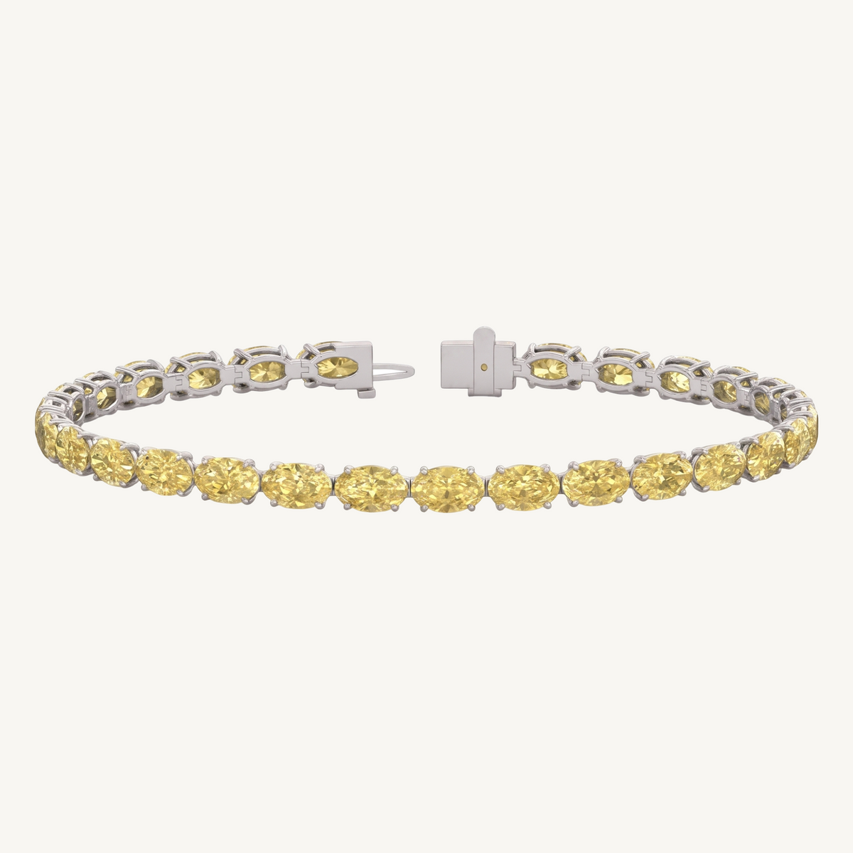 10CT East to West Oval Shape Natural Fancy Yellow Diamond Tennis Bracelet