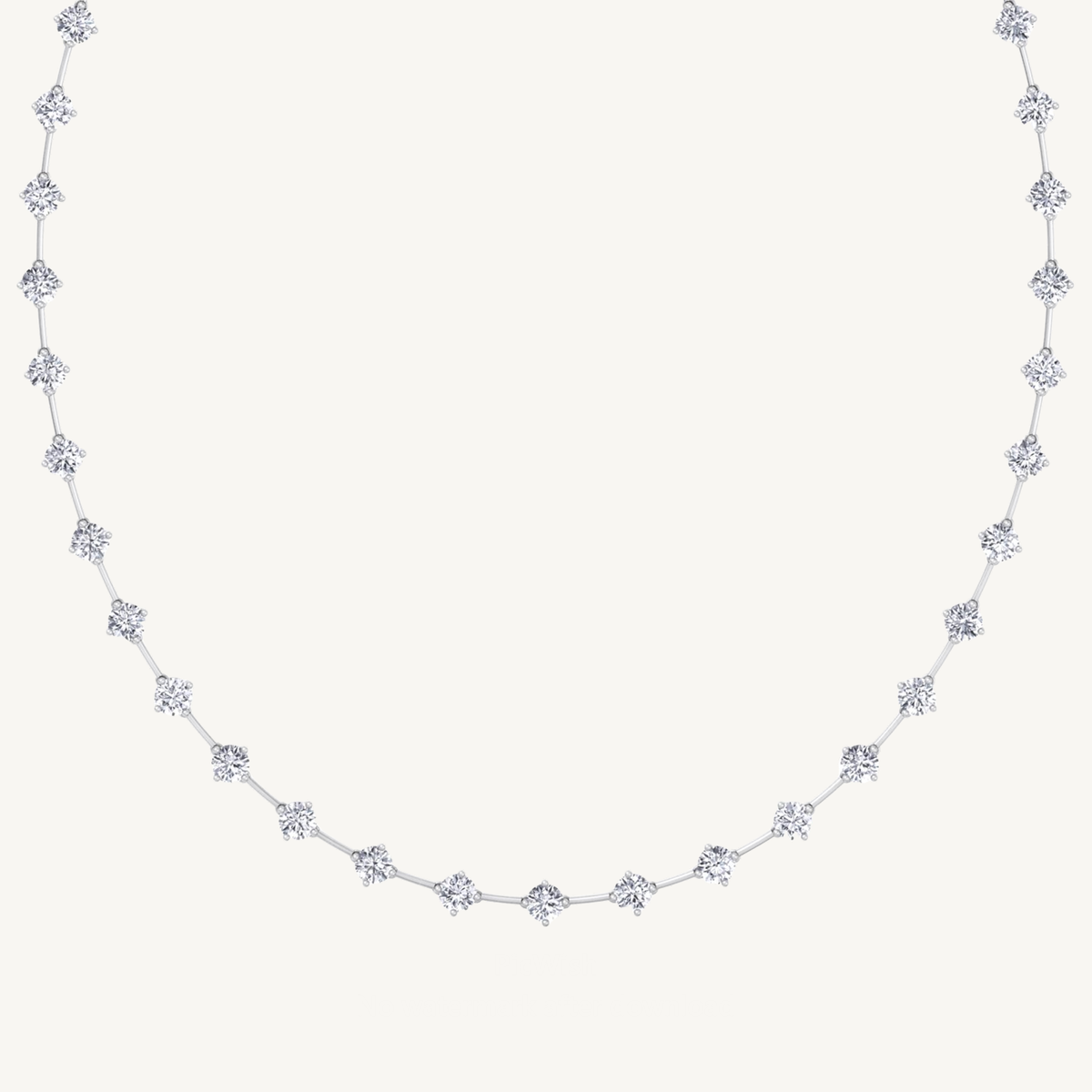 4 - Prong Round Natural Diamond Bar Necklace