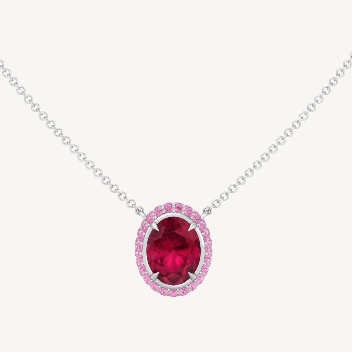 (3.5CT T.W.) Natural Pink Sapphire and Ruby Pendant