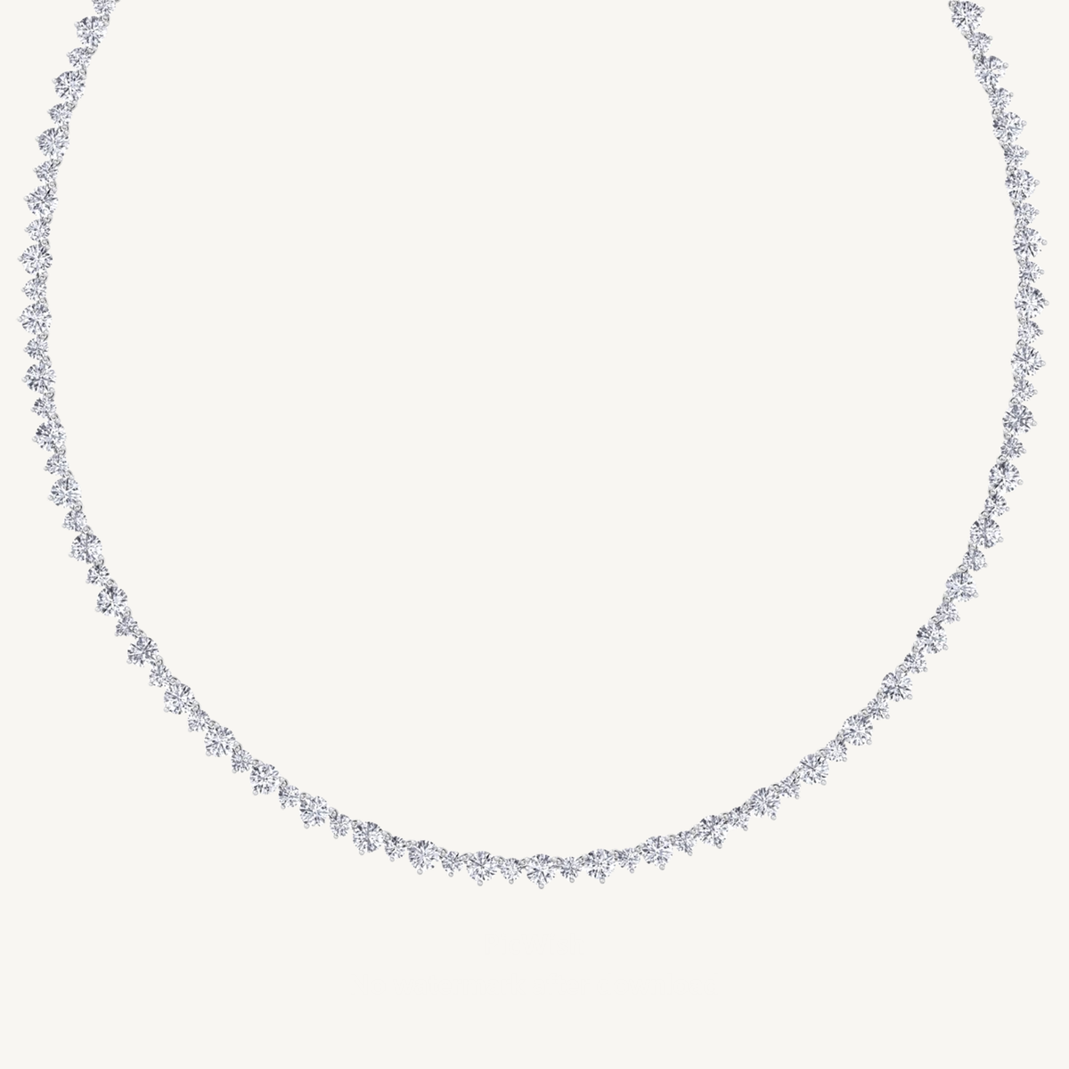 3 Prong Alternating Size Natural Diamond Tennis Necklace