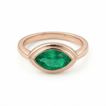 Natural Green Emerald Marquise Cut Pinky Ring RG2