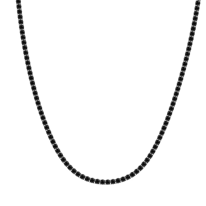Men Black Diamond Tennis Necklace Black Rhodium