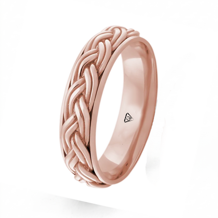 Men's Woven Braided Solid Gold Band RG