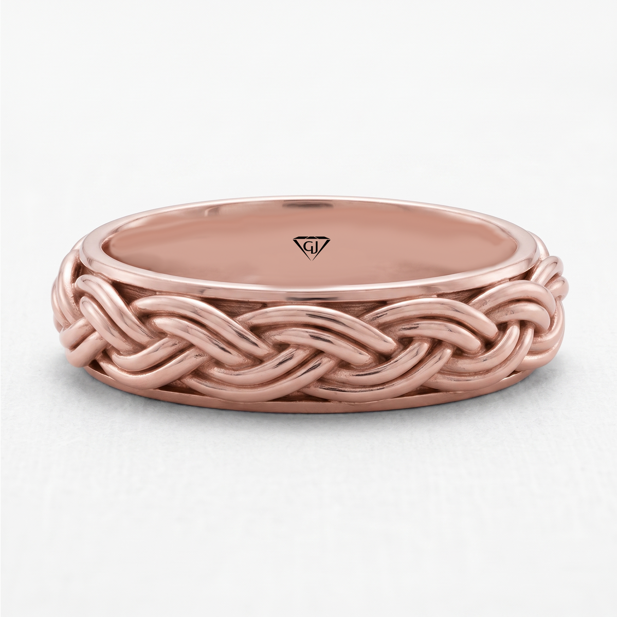 Men's Woven Braided Solid Gold Band RG 2