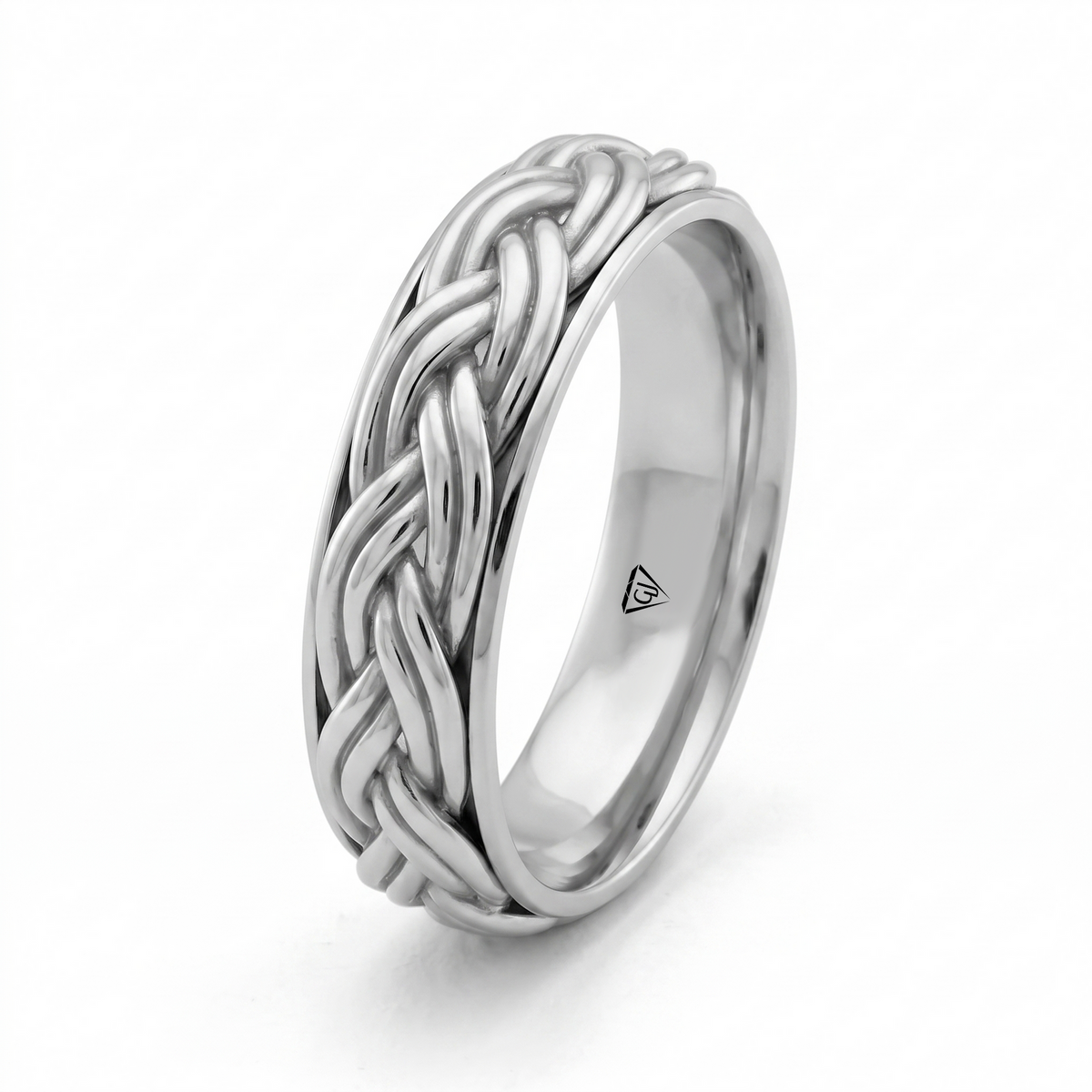 Men's Woven Braided Solid Gold Band WG