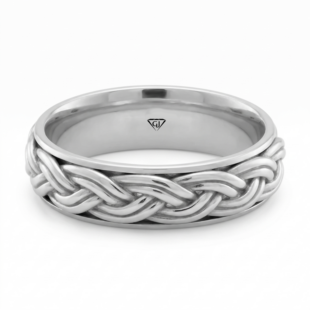 Men's Woven Braided Solid Gold Band WG 2