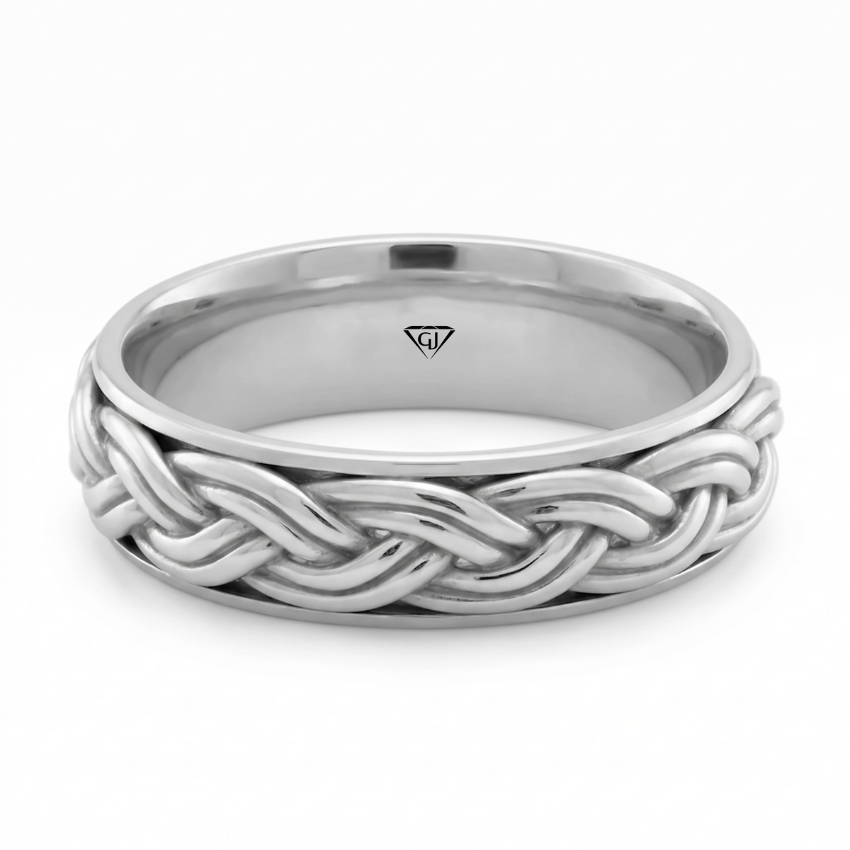 Men's Woven Braided Solid Gold Band WG 2