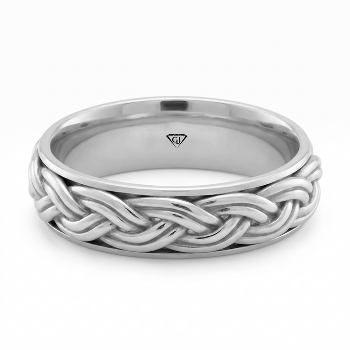 Men's Woven Braided Solid Gold Band WG 2