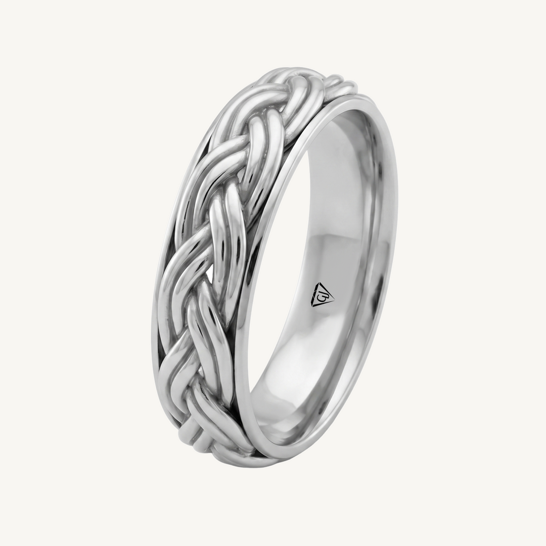 Men's Woven Braided Solid Gold Band