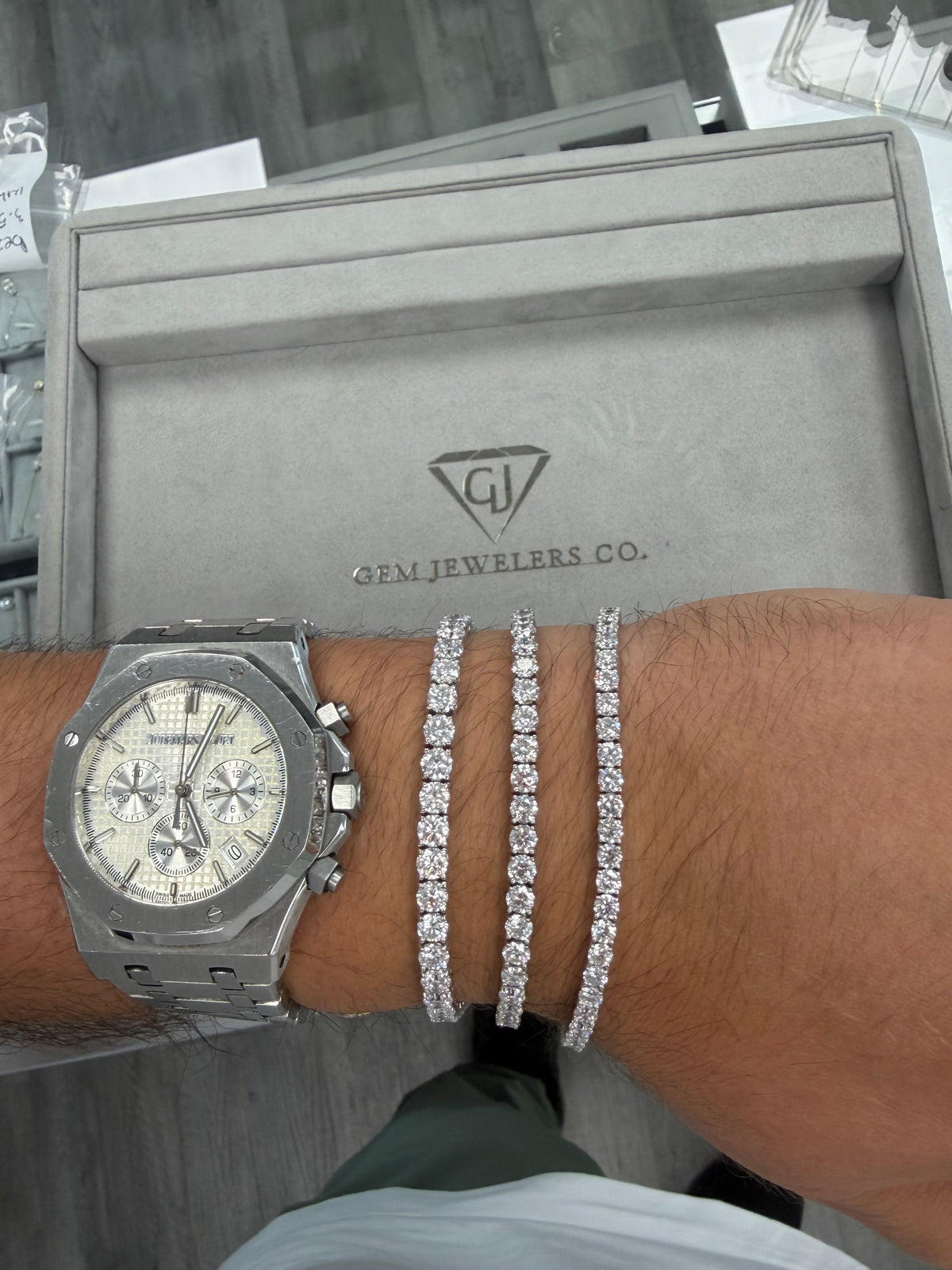 Men's Diamond Tennis Bracelet 14K Solid Gold