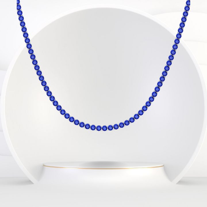 Men's Natural Blue Sapphire Tennis Necklace