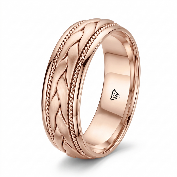 Classic Men's Braided Solid Gold Band RG