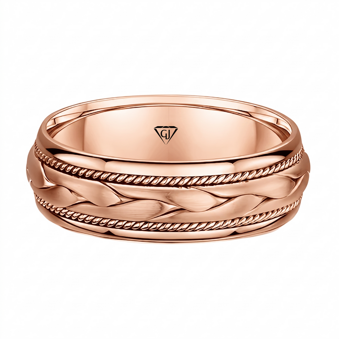 Classic Men's Braided Solid Gold Band RG 2