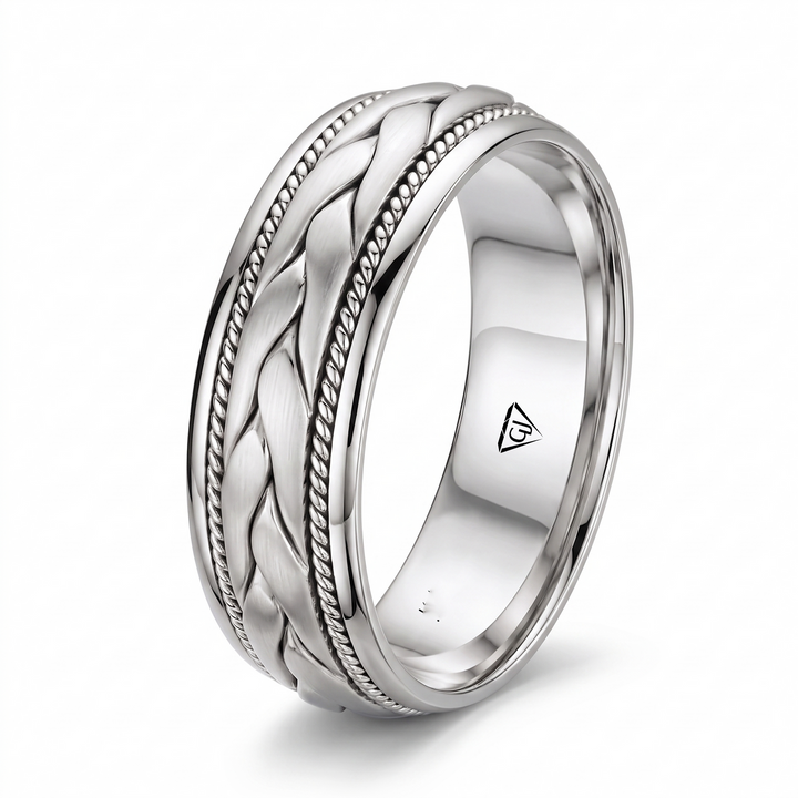 Classic Men's Braided Solid Gold Band WG