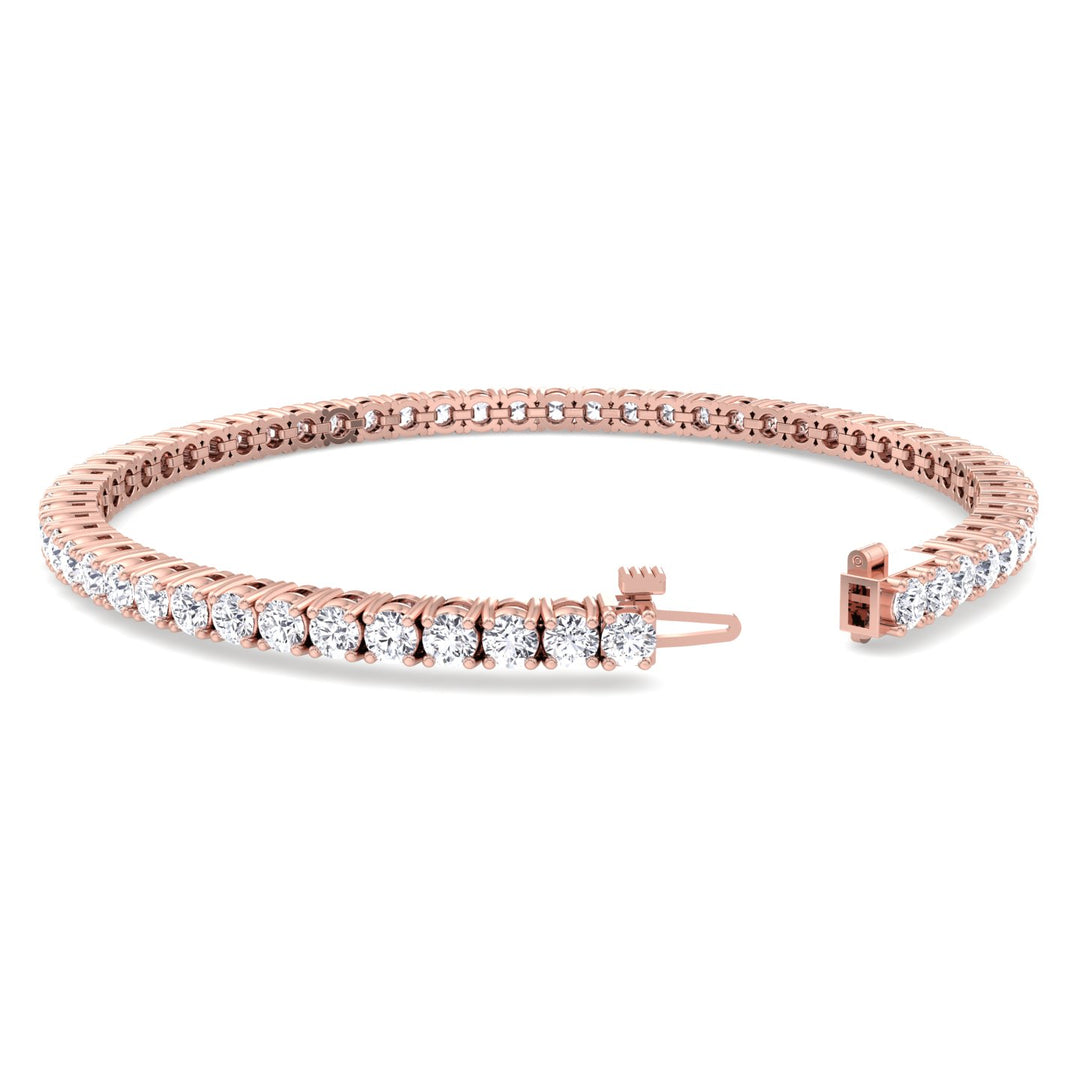 Men's Diamond Tennis Bracelet 14K Solid Rose Clasp 