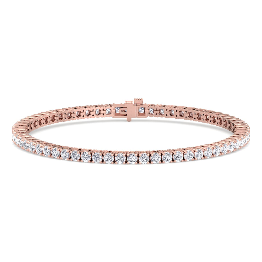 Men's Diamond Tennis Bracelet 14K Solid Rose Gold