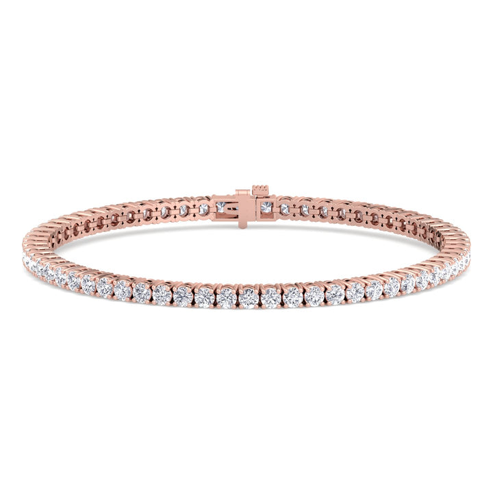 Men's Diamond Tennis Bracelet 14K Solid Rose Gold