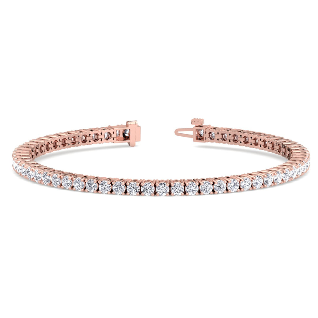 Men's Diamond Tennis Bracelet 14K Solid Rose Open Clasp 