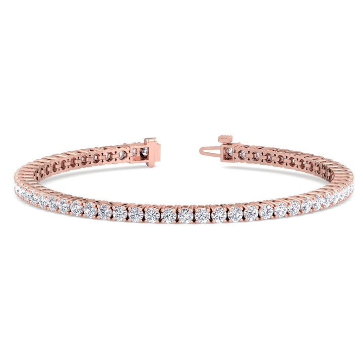 Men's Diamond Tennis Bracelet 14K Solid Rose Open Clasp 