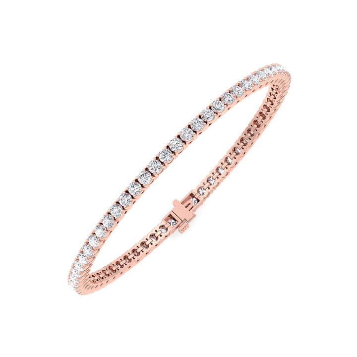 Men's Diamond Tennis Bracelet 14K Solid Rose Top Down