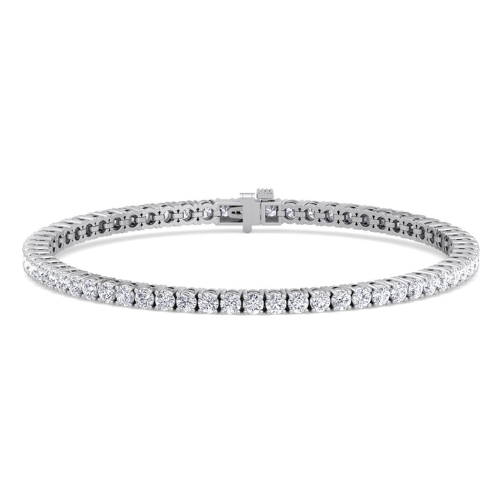 Men's Diamond Tennis Bracelet 14K Solid White Gold