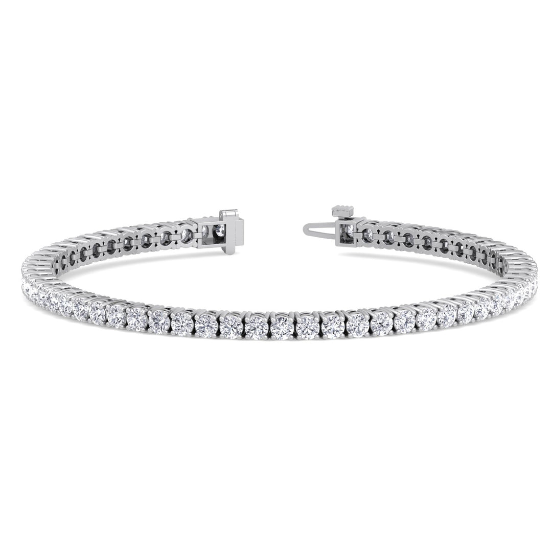 Men's Diamond Tennis Bracelet 14K Solid White Open Clasp