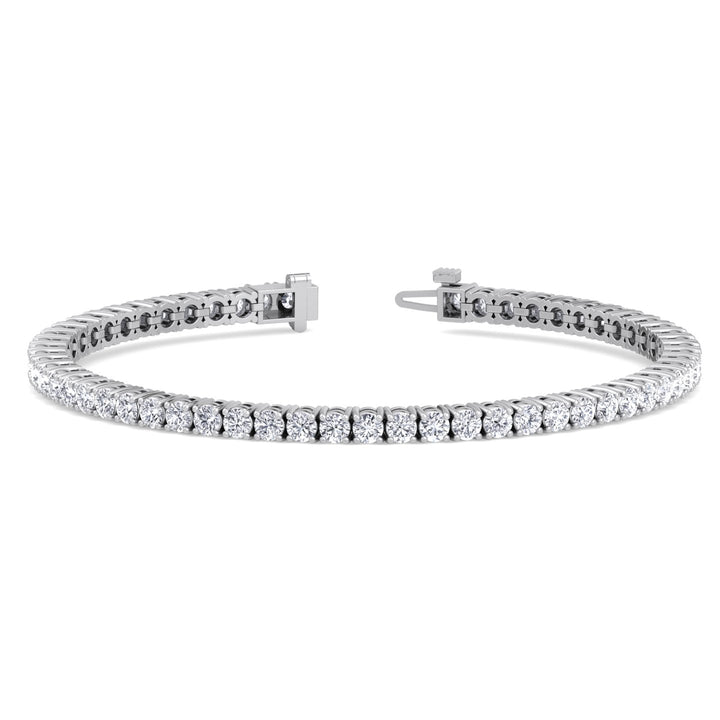 Men's Diamond Tennis Bracelet 14K Solid White Open Clasp