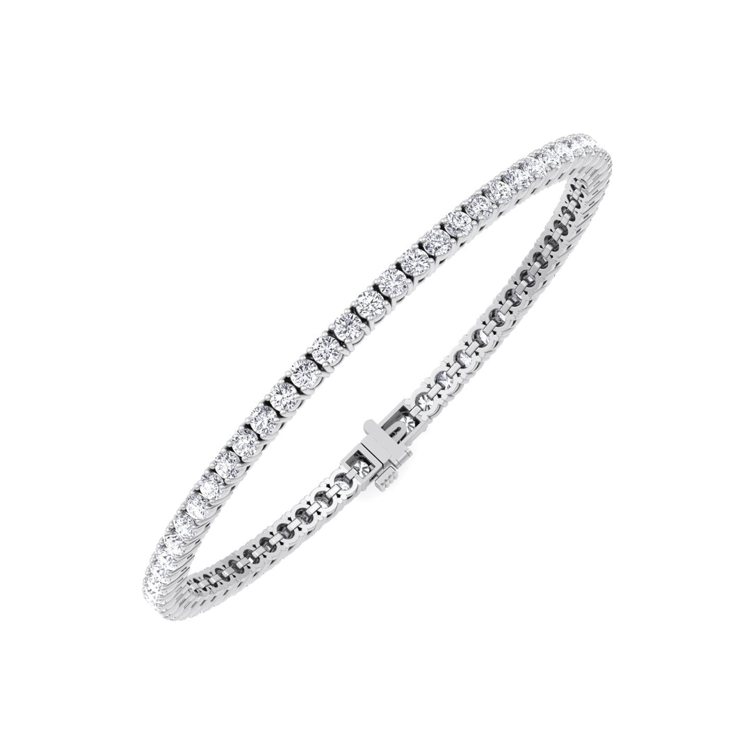 Men's Diamond Tennis Bracelet 14K Solid White Top Down