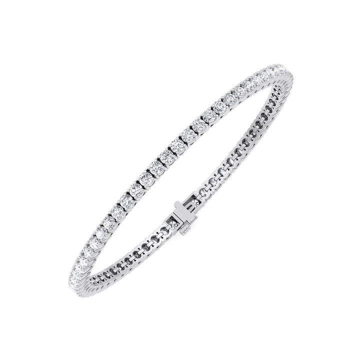 Men's Diamond Tennis Bracelet 14K Solid White Top Down