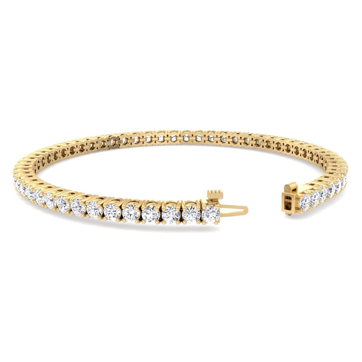 Men's Diamond Tennis Bracelet 14K Solid Yellow Clasp