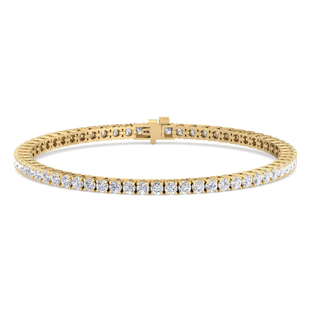 Men's Diamond Tennis Bracelet 14K Solid Yellow Gold