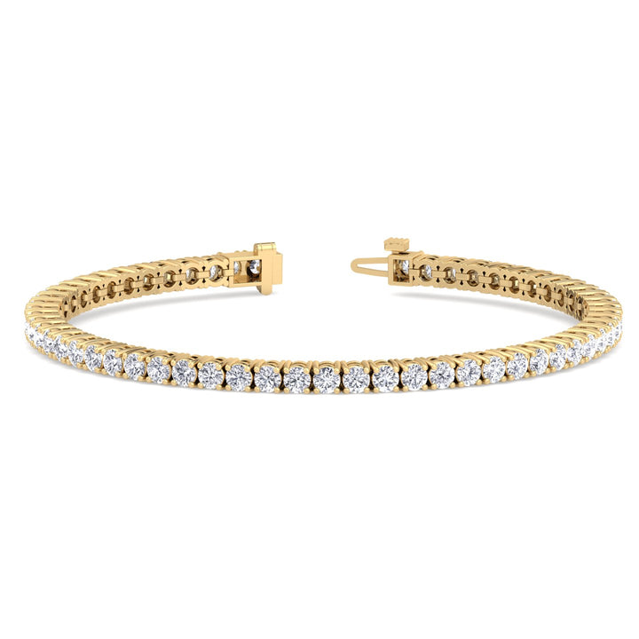 Men's Diamond Tennis Bracelet 14K Solid Yellow Open Clasp