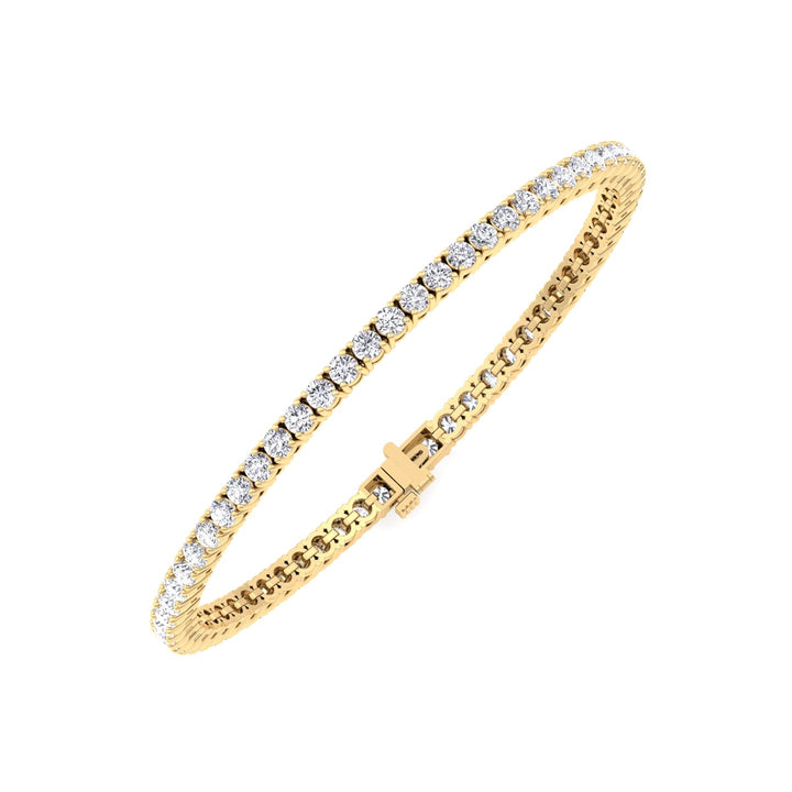 Men's Diamond Tennis Bracelet 14K Solid Yellow Top Down