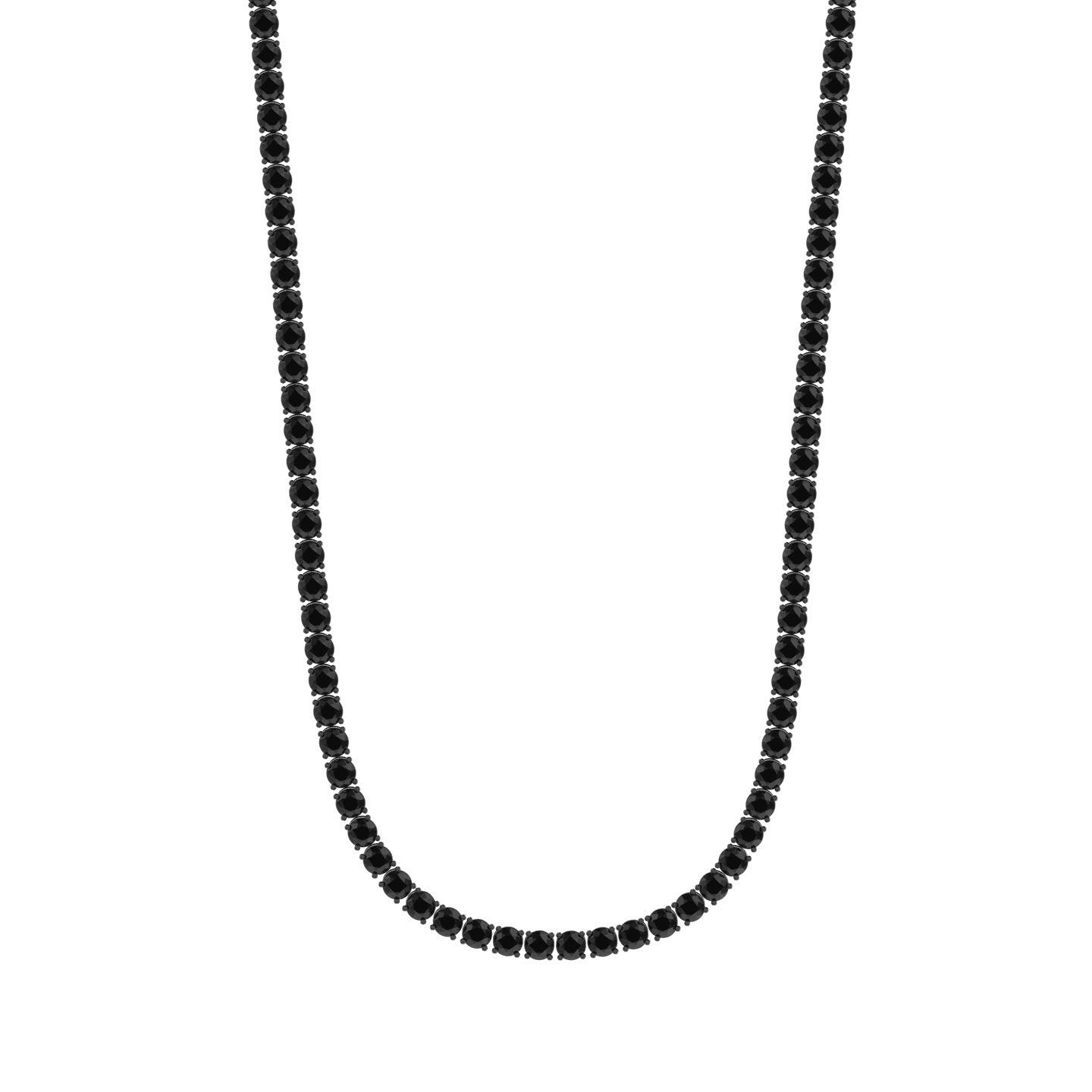 Men’s Natural Black Diamond Tennis Necklace Black Rhodium
