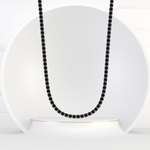 Men’s Natural Black Diamond Tennis Necklace In Black Rhodium