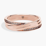 Men’s Diagonal Groove Wedding Ring with Pavé Diamond Edge RG 