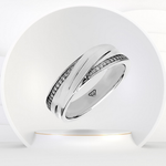 Men’s Diagonal Groove Wedding Ring with Pavé Diamond Edge