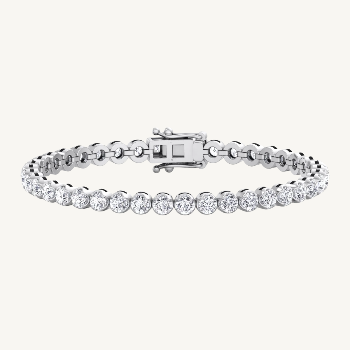 Crown prong natural diamond tennis bracelet 14K gold