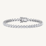 Crown prong natural diamond tennis bracelet 14K gold