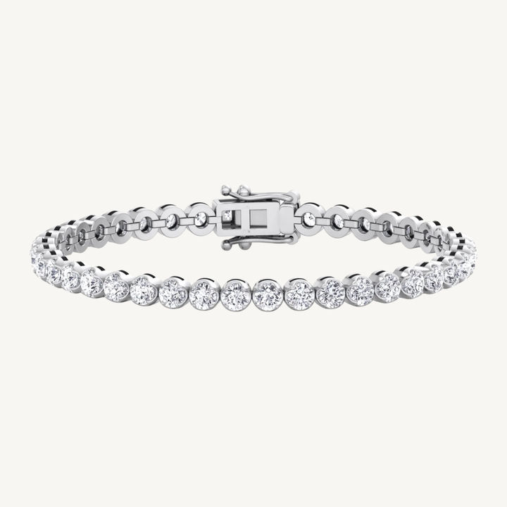 Crown Prong Natural Diamond Tennis Bracelet 14K Solid Gold